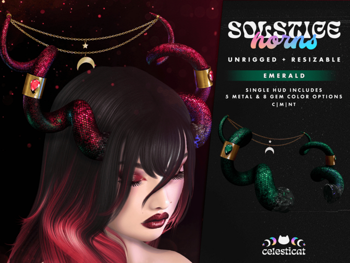 [Celesticat] Solstice Horns - Emerald