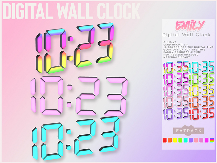 Emily - Digital Wall Clock - Fatpack