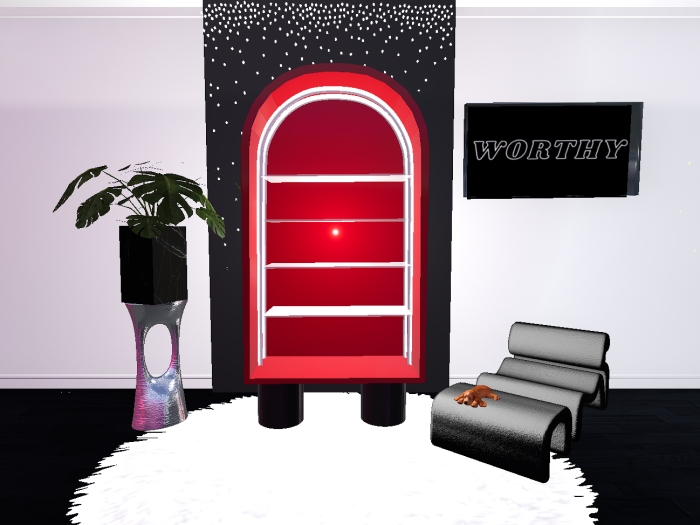 SF - Red Curlicue Bookcase 