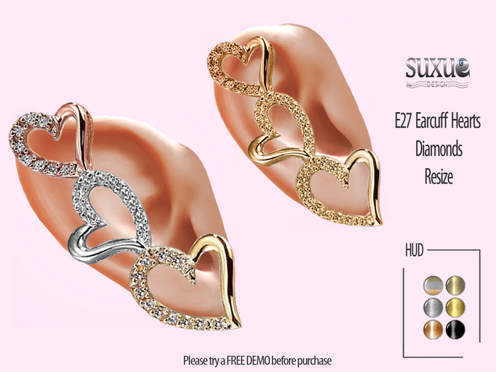 Piercing Earcuff Earring Heart Diamond Demo