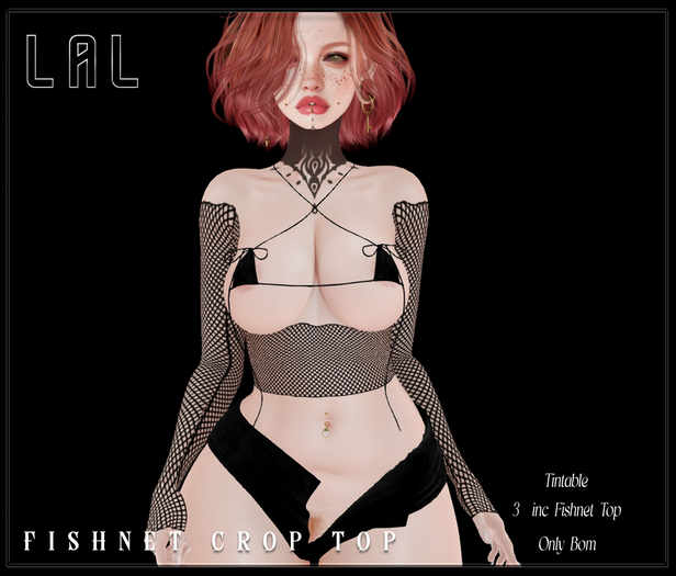 LAL-Fishnet Crop Top Only Bom-Tintable