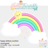 happy rainbow sunshine cloud pastel