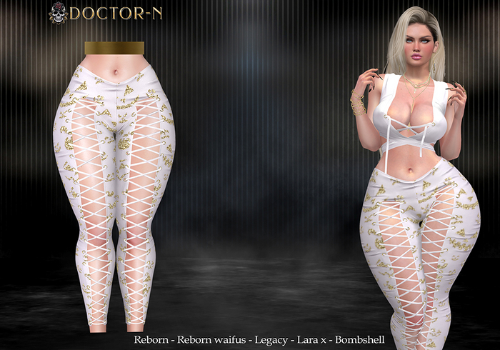 DOCTOR-N // FEVER_PANTS_WHITE&GOLD
