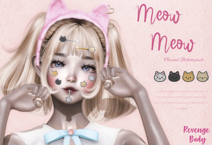 - RB - Meow Meow Pin and Stickers FATPACK