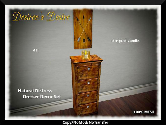 ::::Desiree's Desire::::: Natural Distress Dresser Decor Set