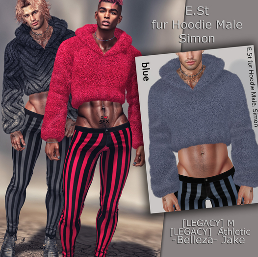 E.St fur Hoodie Male. Simon blue