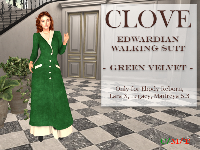 Edwardian Walking Suit: Green Velvet