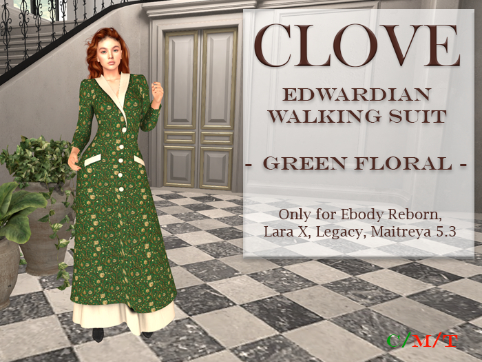 Edwardian Walking Suit: Green Floral