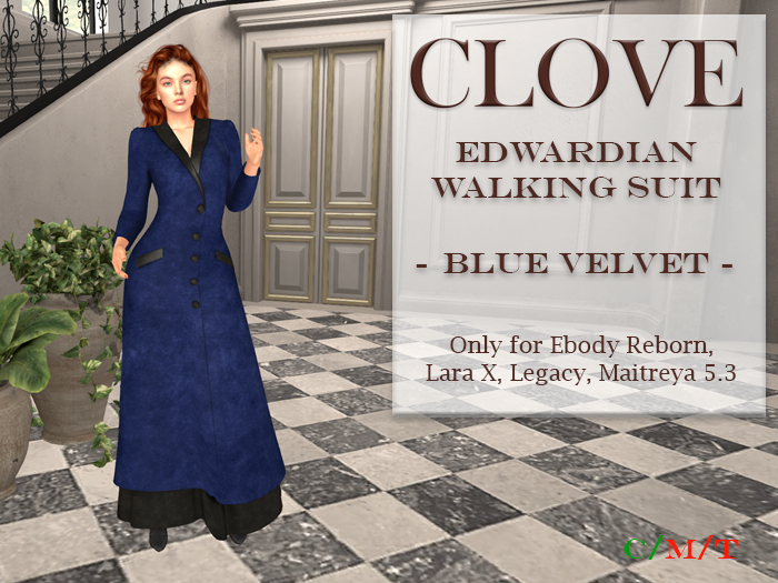 Edwardian Walking Suit: Blue Velvet