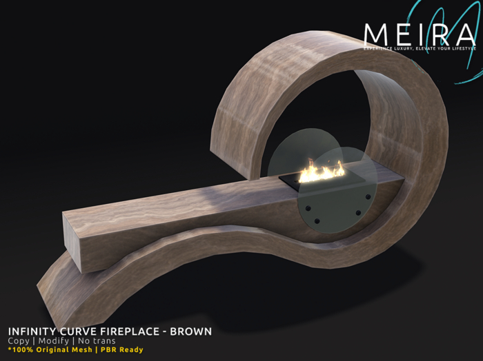 Meira Infinity Curve Fireplace - Brown