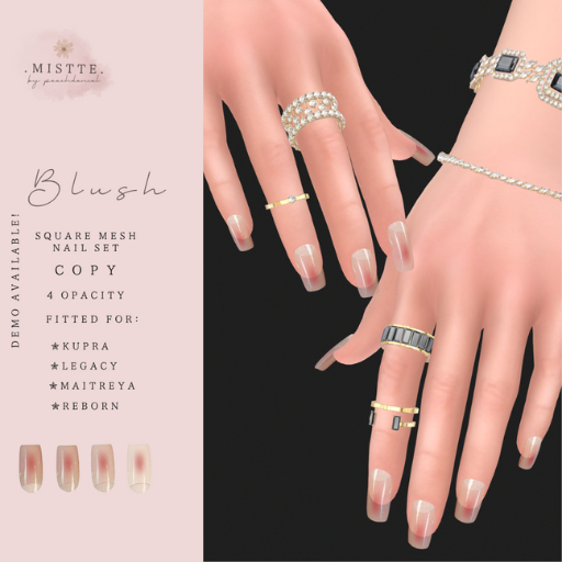 .mistte. Blush Square Nails Set - [Unpack]