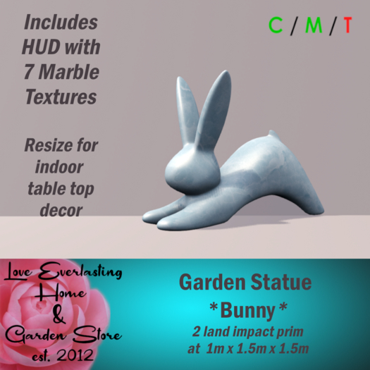 LE ~ Garden Statue *Bunny* with HUD