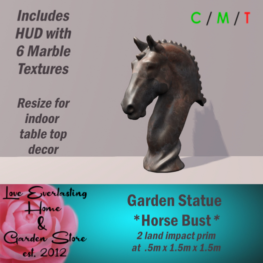 LE ~ Garden Statue *Horse Bust* with HUD