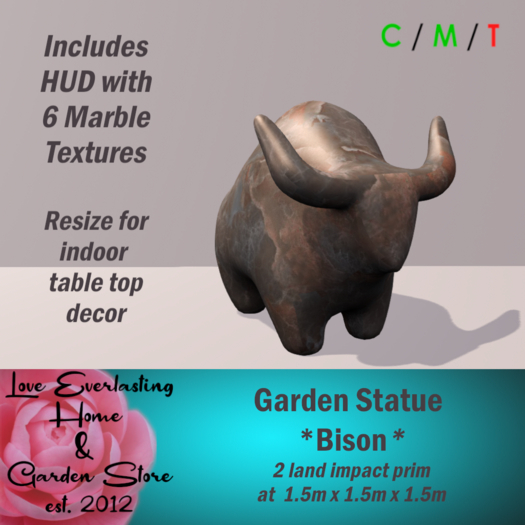 LE ~ Garden Statue *Bison* with HUD