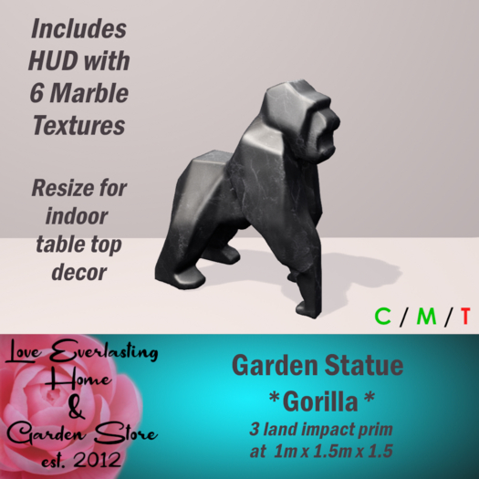 LE ~ Garden Statue *Gorilla* with HUD