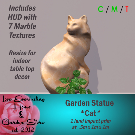 LE ~ Garden Statue *Cat* with HUD
