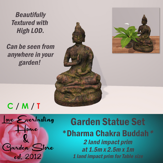 LE ~ Garden Statue Set *Dharma Chakra Buddah*