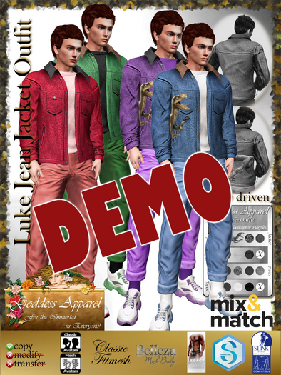 *Goddess* Luke Casual Jean Jacket Outfit DEMOS