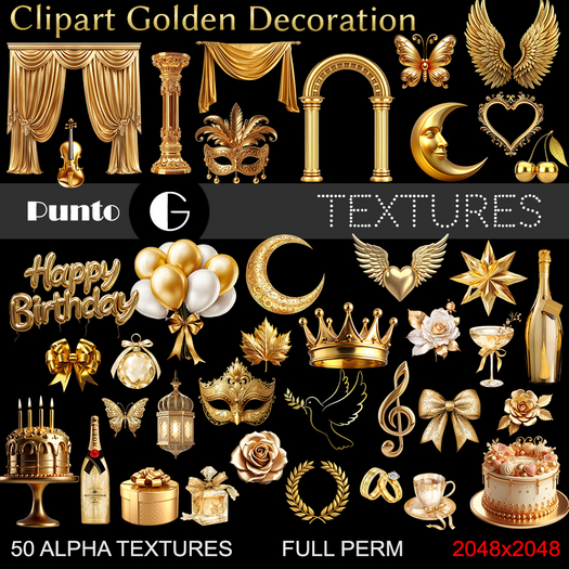 Full Perm Textures - Clipart Golden Decoration