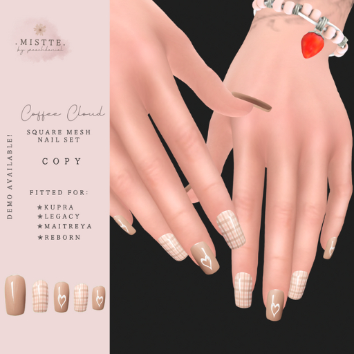 .mistte. Coffee Cloud Square Nails - [Unpack]