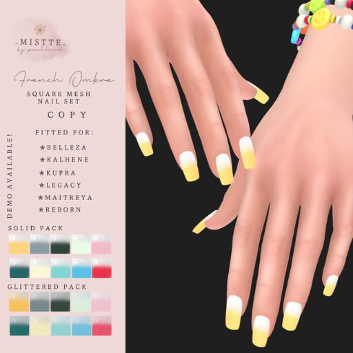 .mistte. French Ombre Square Nails - Solid Pack  - [Unpack]