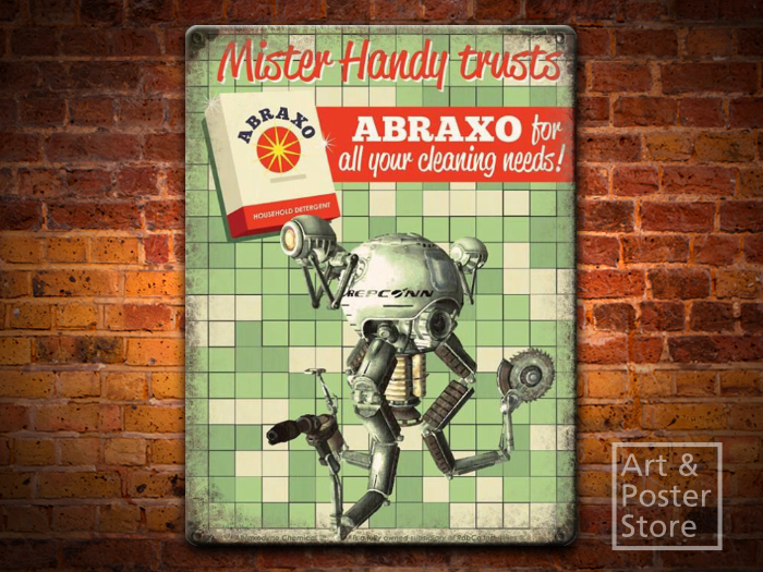 MR HANDY TRUSTS | Retro Style Dystopian Poster | Rusty Metal Style Ad Sign 