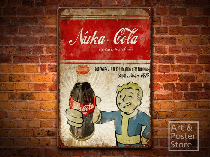 NUKA COLA |  Dystopian Retro Poster | Rusty Metal Style Ad Sign 