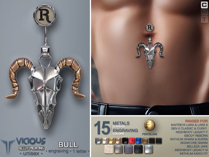 **RE** Vicious Belly Piercing - BULL - PBR - Unisex