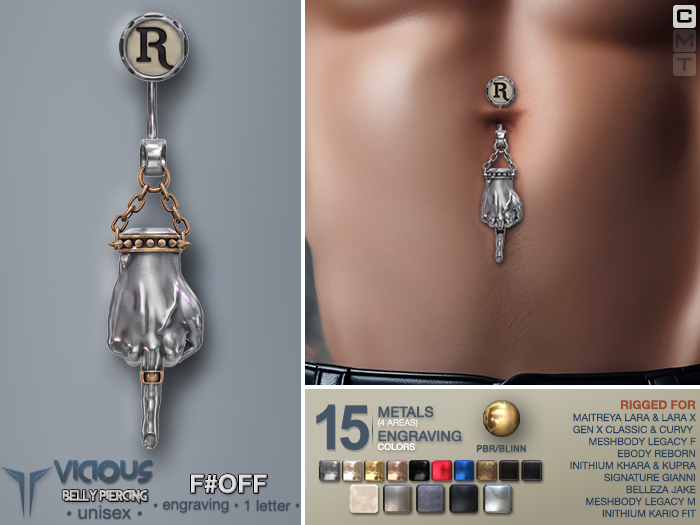 **RE** Vicious Belly Piercing - F#OFF - PBR - Unisex