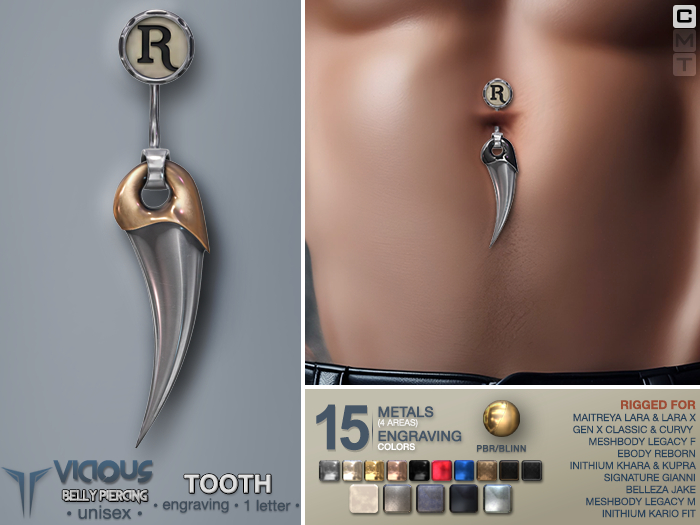 **RE** Vicious Belly Piercing - TOOTH - PBR - Unisex