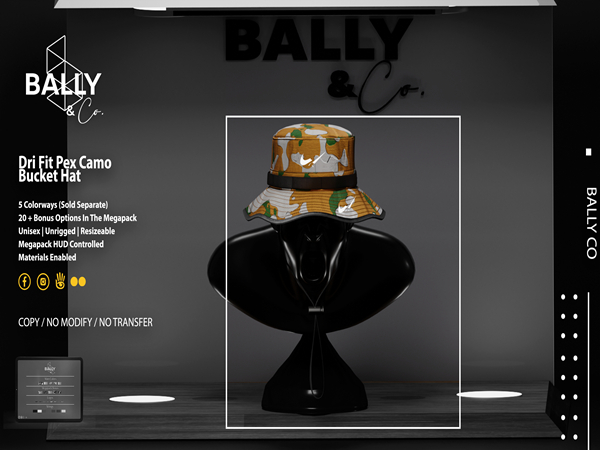 'BALLY & CO' Dri-FIT Pex Camo Orng Bucket Hat