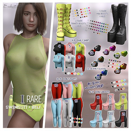 [Enchante'] - Trinity Swimsuit + Belt - Maitreya - RARE