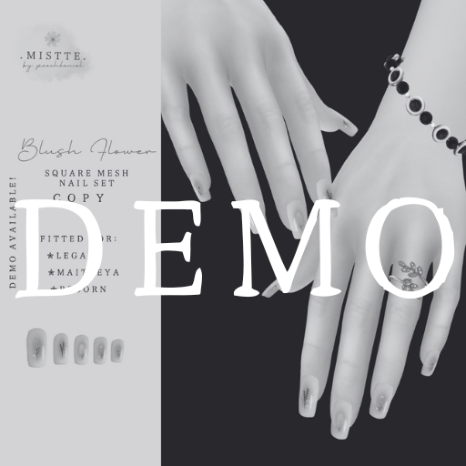 .mistte. Blush Flower Square Nails - DEMO