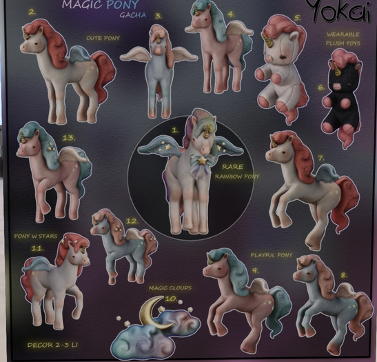 1.YOKAI - Magic Pony - Rainbow Pony RARE