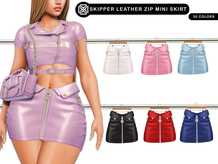 Addams - Skipper Leather Zip Mini Skirt #FATPACK