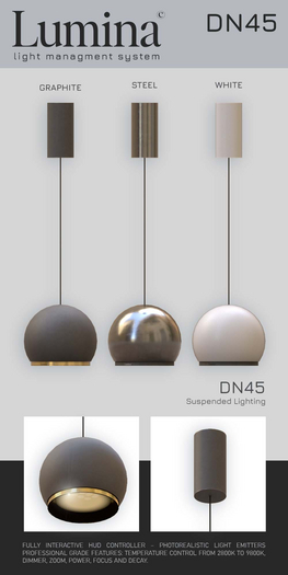 LUMINA - DN45 2K PBR Suspended Sphere Luminarie - HUD Controlled Modern Ceiling Lamp