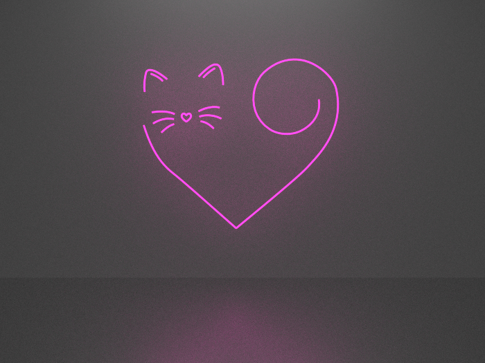 Cat heart 1 neon sign Full Permission