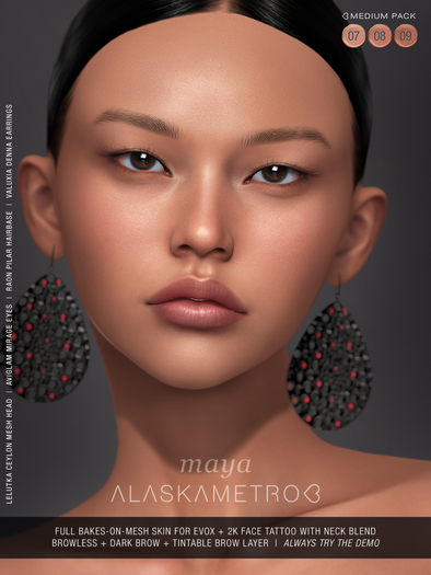 "Maya" Lelutka EvoX 2K BOM skin - Medium pack (3 tones)