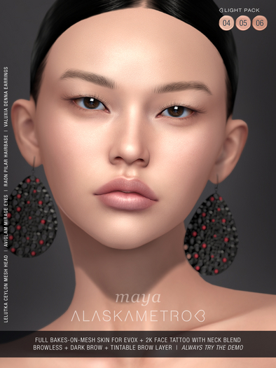"Maya" Lelutka EvoX 2K BOM skin - Light pack (3 tones)