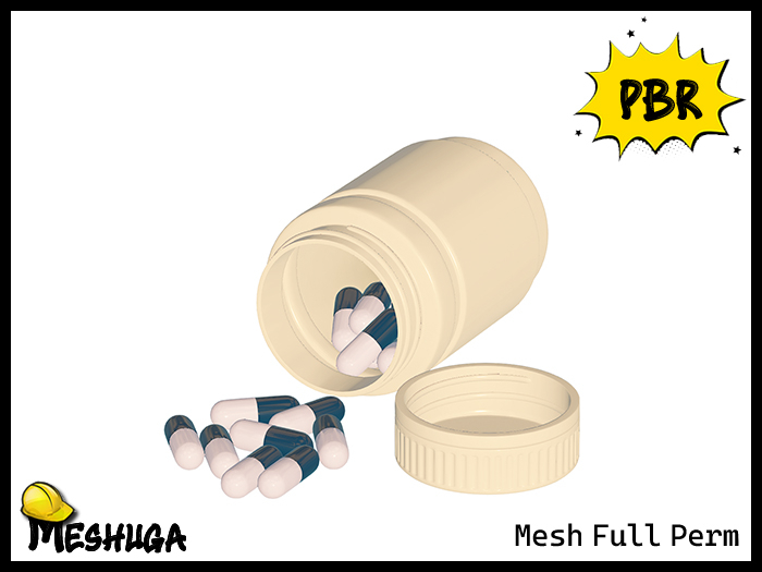 Meshuga E Rondo Second Life Marketplace - Meshuga PBR Medical Bottle with Pills FULL ...