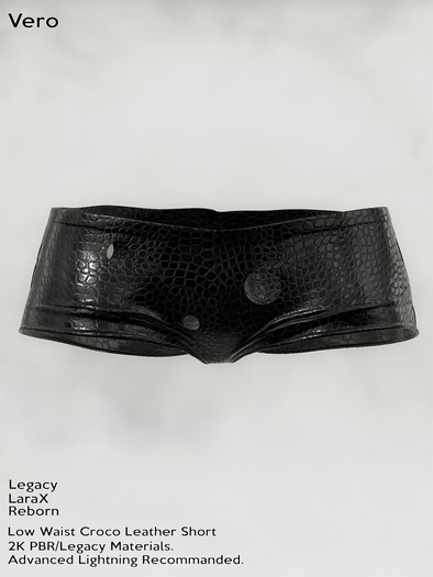 1W-Vero-Low Waist Croco Short Black