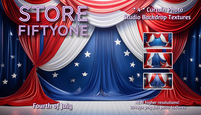 NEW! 4th of July Curtain Photo Studio Backdrop Textures - 2K rez! - Store FiftyOne :) 