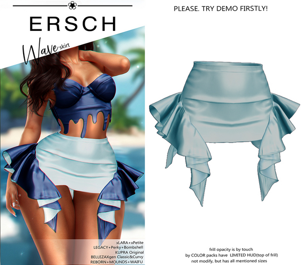 ERSCH - Wave Skirt -blue-