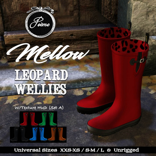 {Poeme} Mellow Leopard Wellies w/HUD (Set A)