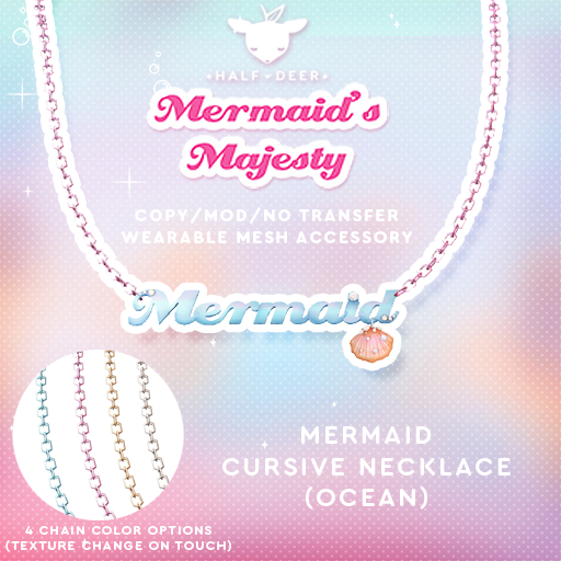 +Half-Deer+ Mermaid's Majesty - Cursive Necklace - Ocean
