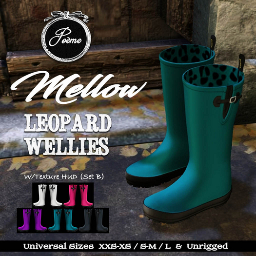 {Poeme} Mellow Leopard Wellies w/HUD (Set B)