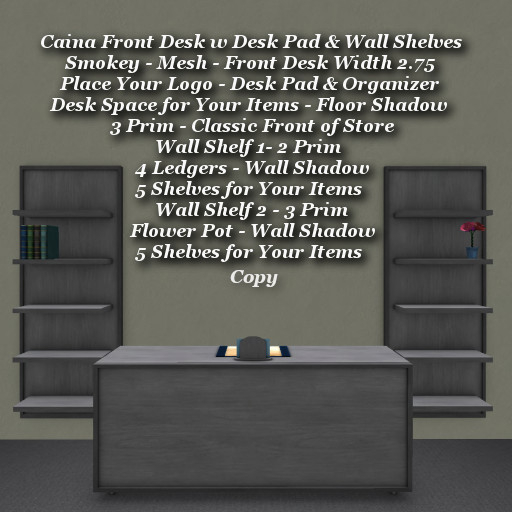 Caina Front Desk Set w Desk Pad Smokey1