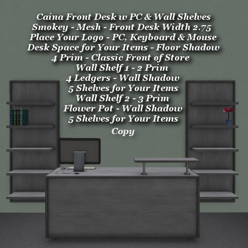Caina Front Desk Set w PC Smokey1