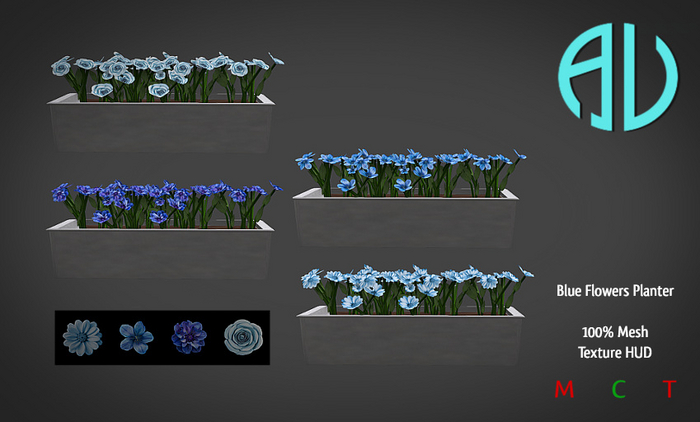 AV - Blue Flowers Planter