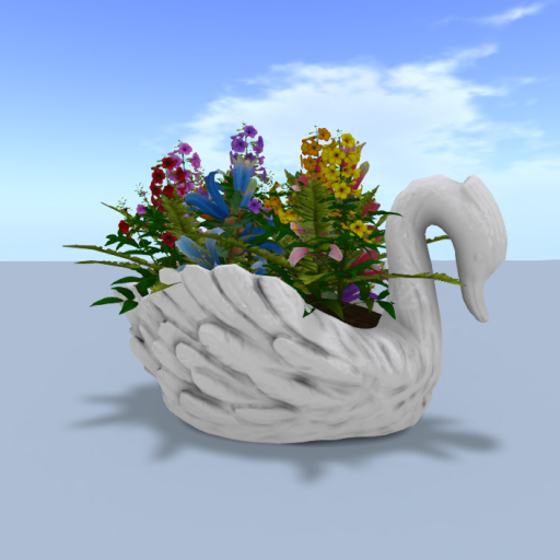Swan Planter with Flowers boxed